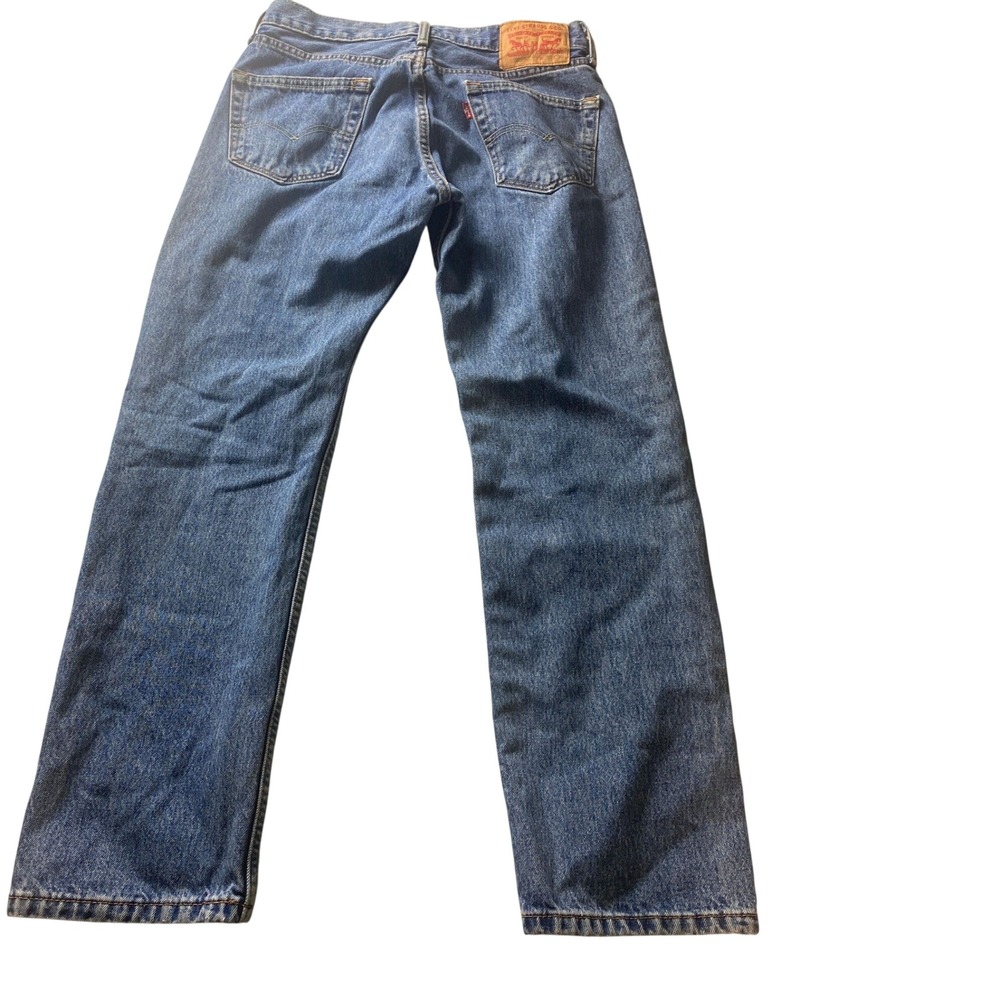 Levis 505 Regular Fit Jeans Mens W30 L30 Blue Straight Leg Denim Vintage Wash - Picture 4 of 5